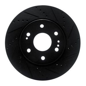 Cadillac Escalade ESV Brake Rotor (1) - Front Right - R1 Concepts - Drilled & Slotted - Black - `19-`26